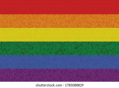 Lesbian, gay, bisexual, and transgender flag. Rainbow pride flag of LGBT organization. Textile imitation.