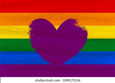 Lesbian, Gay, Bisexual, Transgender LGBT Pride Flag. Rainbow Flag. Gay And Lesbian Love. Watercolor Imitation. Vector Stock Illustration