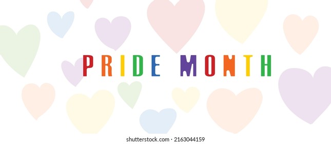 Lesbian Gay Bisexual Transgender LGBT Pride Month in June. LGBT Vector Card, Poster for Pride Month. LGBT flag. Rainbow love and hearts concept. Poster, card, banner and background.