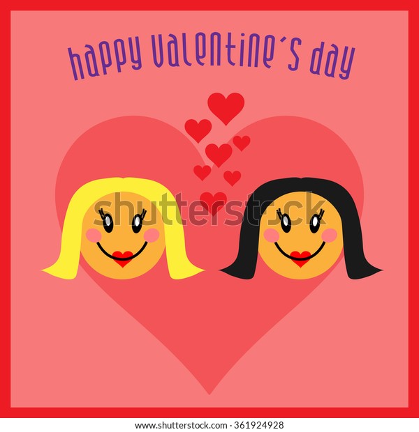 Lesbian Happy Valentines Day Greeting Card Stock Vector