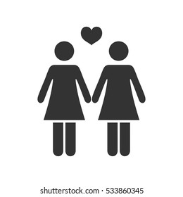 Lesbian icon flat. Illustration isolated on white background. Vector grey sign symbol