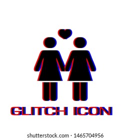 Lesbian icon flat. Simple pictogram - Glitch effect. Vector illustration symbol