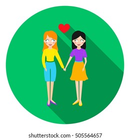 Lesbian icon in flat style isolated on white flat. Gay symbol vector illustration.