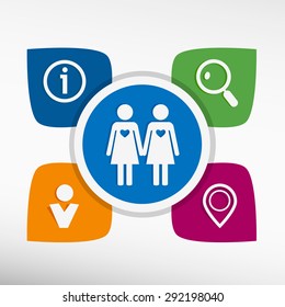 Lesbian icon and icons set vector illustration. Modern Flat style 