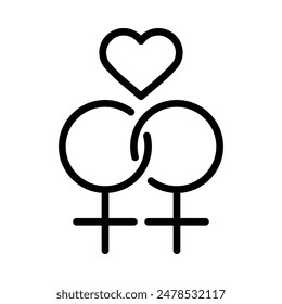 Icono lesbiana. Icono de línea simple. Aislar sobre fondo blanco. Vector.