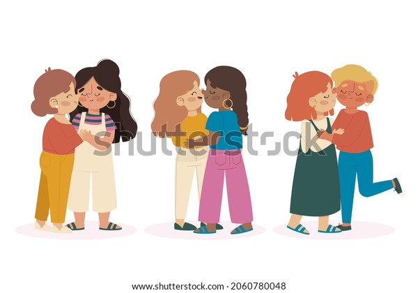 Lesbian Kissing Female Hug Kiss Sweetheart Stock Vector Royalty Free 2060780048 Shutterstock 8403