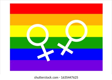 Lesbian LGBT Community Symbol. Rainbow flag vector.