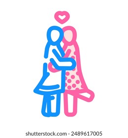 lesbianas lgbt pareja amor color icono Vector. lesbianas lgbt pareja amor signo