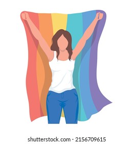 lesbian lifting lgbtq flag character