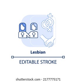 Lesbian light blue concept icon. Female same sex partners. LGBT member abstract idea thin line illustration. Isolated outline drawing. Editable stroke. Arial, Myriad Pro-Bold fonts used