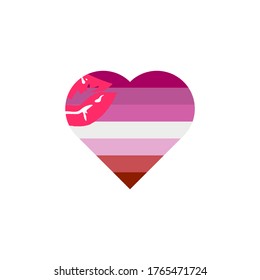 Lesbian lips with heart icon. Vector Illustration