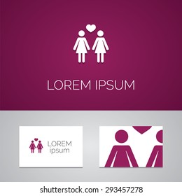 lesbian logo template icon design elements with business card 