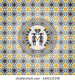 lesbian love icon inside arabesque badge. arabic decoration.
