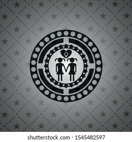 lesbian love icon inside black emblem. Vintage.