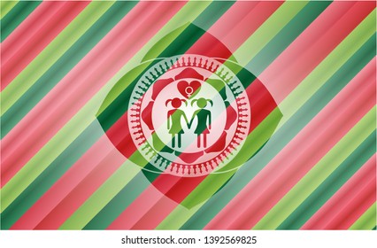lesbian love icon inside christmas colors style badge.