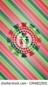 lesbian love icon inside christmas badge background.