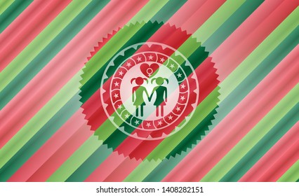 lesbian love icon inside christmas style emblem.