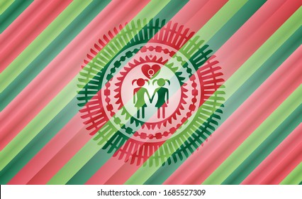 lesbian love icon inside christmas colors style badge.