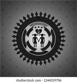lesbian love icon inside dark emblem. Retro