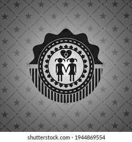 lesbian love icon inside dark emblem. 