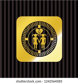 lesbian love icon inside golden badge