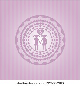 lesbian love icon inside pink emblem. Vintage.