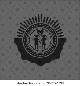 lesbian love icon inside realistic dark emblem