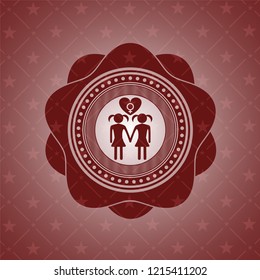 lesbian love icon inside red emblem. Retro