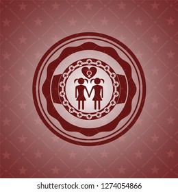 lesbian love icon inside red emblem