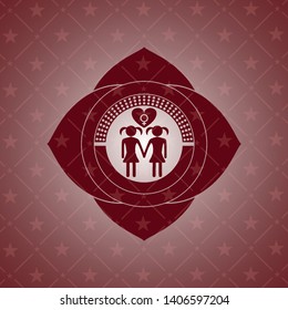 lesbian love icon inside red icon or emblem