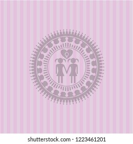 lesbian love icon inside retro style pink emblem