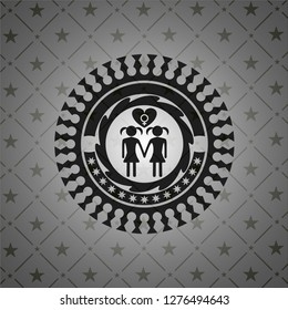 lesbian love icon inside retro style black emblem
