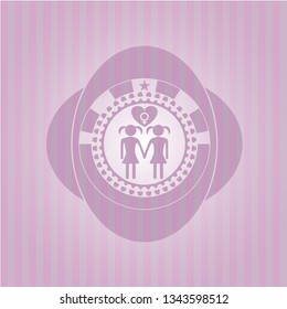lesbian love icon inside retro style pink emblem