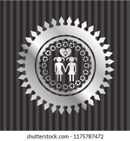 lesbian love icon inside silver emblem or badge