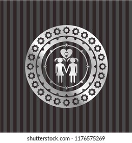 lesbian love icon inside silver shiny badge