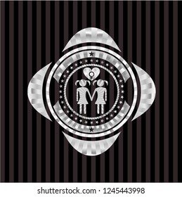 lesbian love icon inside silver shiny badge