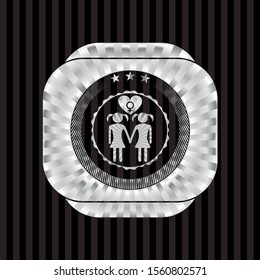 lesbian love icon inside silver emblem