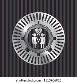 lesbian love icon inside silvery shiny badge