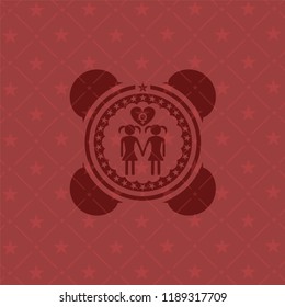 lesbian love icon inside vintage red emblem
