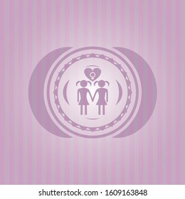 lesbian love icon inside vintage pink emblem