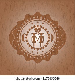 lesbian love icon inside wood emblem. Retro