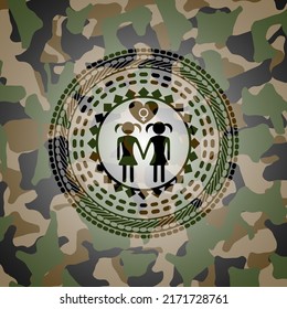 lesbian love icon on camo texture. 