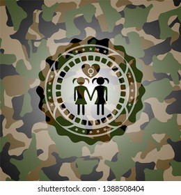 lesbian love icon on camouflage pattern