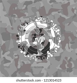 lesbian love icon on grey camo pattern