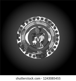lesbian love icon on grey camouflaged pattern