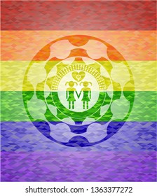 lesbian love icon on mosaic background with the colors of the LGBT flag
