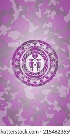 lesbian love icon on pink and purple camo pattern. 