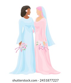 Lesbian Marriage ceremony, LGBT wedding concept Two women holding hands	
