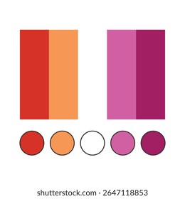 Lesbian pride flag color palette vector for inclusive LGBT designs, branding, creative campaigns and modern marketing projects