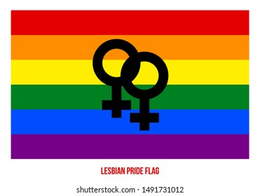 Lesbian Pride Flag Vector Illustration Designed with Raibow Color Scheme. Symbol of Lesbian Community.